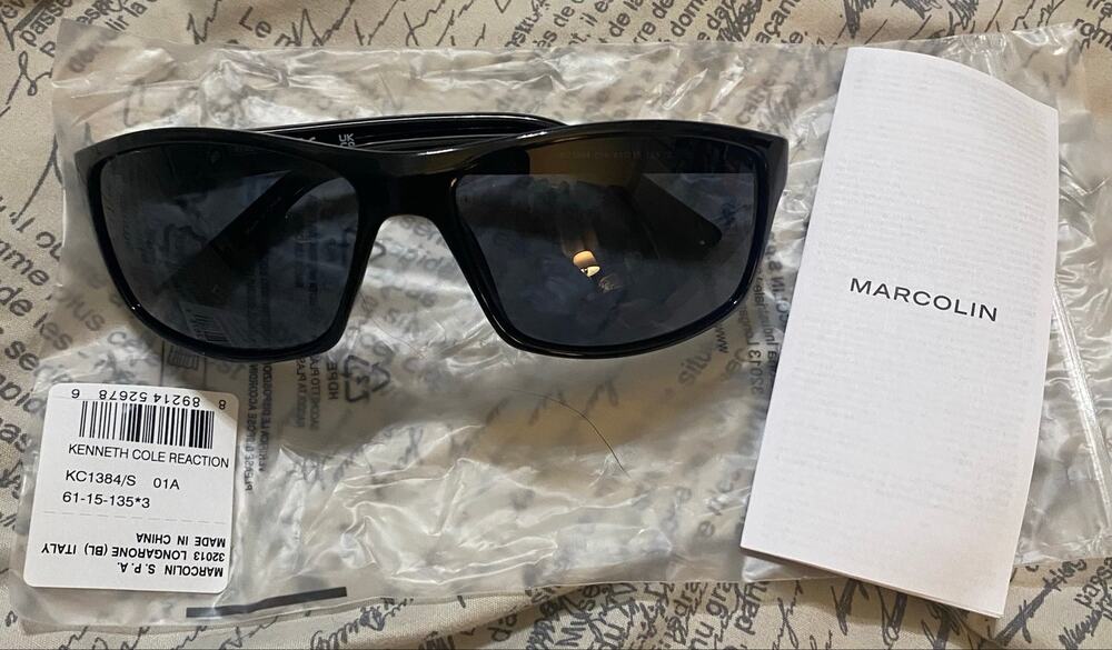 NEW Kenneth Cole Reaction KC 1384/S OIA Black Wrap PLASTIC 61 Unisex Sunglasses
